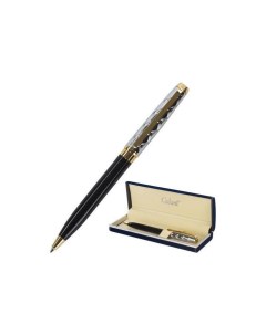 Ручка подарочная шариковая Consul корпус черный с серебристым золотистые детали пишущий узел 0 7 мм  Галант