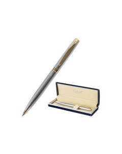 Ручка подарочная шариковая Marburg корпус серебристый с гравировкой золотистые детали пишущий узел 0 Галант