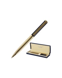 Ручка подарочная шариковая Black Melbourne корпус золотистый с черным золотистые детали пишущий узел Галант
