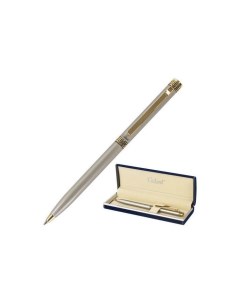 Ручка подарочная шариковая Brigitte тонкий корпус серебристый золотистые детали пишущий узел 0 7 мм  Галант