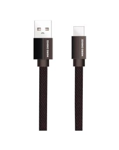 Дата кабель USB 2 1A для Type C плоский K20a нейлон 1м Black More choice