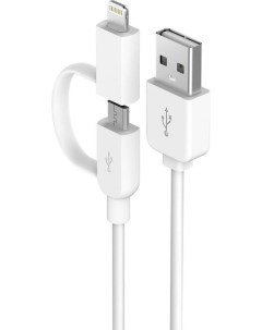 Кабель 2 in 1 Lightning and Micro USB Smart Cable White Devia