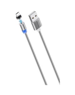 Дата кабель Smart USB 3 0A для micro USB Magnetic K61Sm нейлон 1м Silver More choice