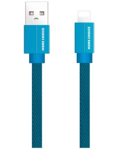 Дата кабель USB 2 1A для Lightning 8 pin плоский K20i нейлон 1м Blue More choice