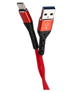 Дата кабель USB Type C 3А тканевая оплетка красный УТ000024535 Mobility