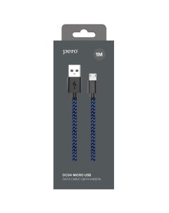 Кабель DC 04 micro USB 2А 1м Blue black Péro