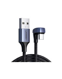 Кабель US311 70313 USB 2 0 A to Angled USB C Cable Aluminum Case with Braided 1м черный Ugreen