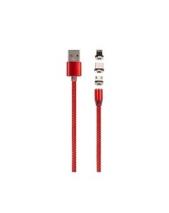 Дата кабель MB USB Type C 8 pin micro USB 3 в 1 нейлоновая оплетка красный УТ000029372 Mobility
