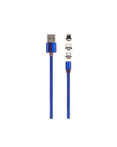 Дата кабель MB USB Type C 8 pin micro USB 3 в 1 нейлоновая оплетка синий УТ000029373 Mobility