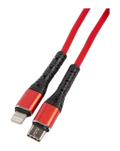 Дата кабель Type C Lightning 3А тканевая оплетка красный УТ000024530 Mobility