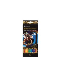 Карандаши цветные Корсары 12 цветов пластиковые заточенные картонная упаковка 180578 6 шт Brauberg
