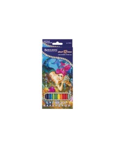 Карандаши цветные Морские легенды 12 цв заточенные картонная упаковка с блестками 180538 6 шт Brauberg