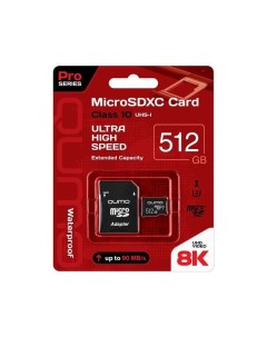 Карта памяти microSDXC 512GB Pro series Class 10 UHS I U3 SD адаптер QM512GMICSDXC10U3 Qumo