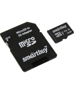 Карта памяти MicroSD 32Gb Class 10 Pro UHS I U3 SB32GBSDCL10U3L 01 adapter Smartbuy