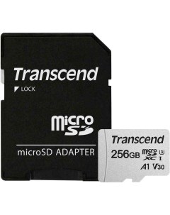 Карта памяти micro SDXC 256Gb 300S UHS I U3 V30 A1 ADP 90 45 Mb s Transcend