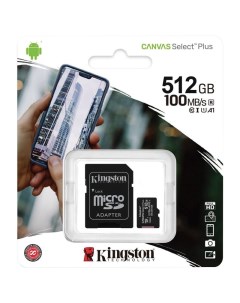 Карта памяти microSDXC 512Gb SDCS2 512GB Canvas Select Plus adapter Kingston