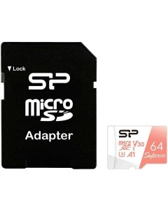 Карта памяти Superior A1 MicroSDXC 64Gb Class 10 SP064GBSTXDV3V20SP адаптером SD Silicon power
