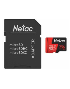 Карта памяти microSDHC P500 Pro 256GB NT02P500PRO 256G R с SD адаптером Netac
