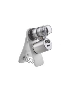 Микроскоп 60x мини с креплением для смартфона подсветкой 2 LED и ультрафиолетом 9882 Kromatech