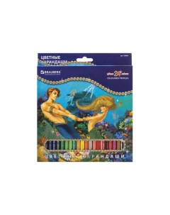 Карандаши цветные Морские легенды 24 цвета заточенные картонная упаковка с блестками 180561 Brauberg