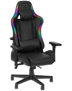 Кресло игровое XN MAX чёрное RGB подсветка экокожа карбон регулируемый угол наклона механизм качания Warp