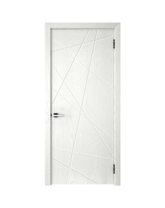 Дверь межкомнатная глухая с замком и петлями в комплекте Графика 1 60x200 см ПВХ цвет белый Без бренда