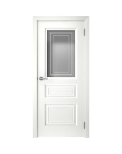 Дверь межкомнатная остеклённая с замком и петлями в комплекте Скин 4 80x200 см эмаль цвет белый Без бренда
