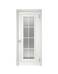 Дверь межкомнатная остекленная с замком и петлями в комплекте Ларго 1 60x200 см эмаль цвет белый Без бренда