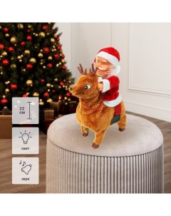 Фигура интерактивная Дед Мороз на олене 17x22x7 см Без бренда