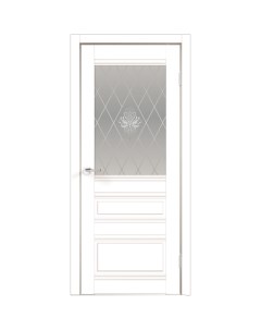Дверь межкомнатная Эмили остекленная ПВХ ламинация цвет белый эмалит 90x200 см с замком и петлями Velldoris