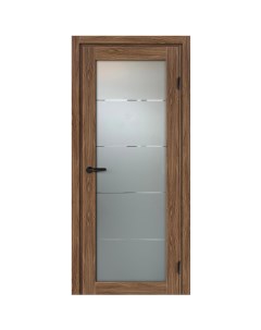 Дверь межкомнатная остекленная с замком и петлями в комплекте Толедо Орех Галант 80x200 см CPL цвет  Марио риоли