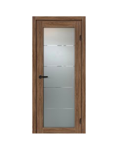 Дверь межкомнатная остекленная с замком и петлями в комплекте Толедо Орех Галант 70x200 см CPL цвет  Марио риоли