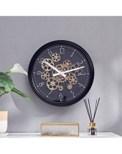 Часы настенные Шестеренки GH60680 круглые металл цвет черный бесшумные o38 5 Dream river