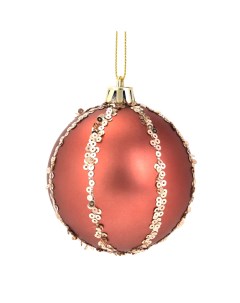 Елочное украшение Шар с узором из блесток Christmas o7 8 см цвет розовый Без бренда