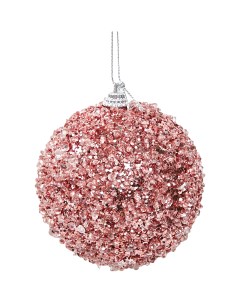 Елочное украшение Шар с розовыми блестками Christmas o8 см цвет розовый Без бренда