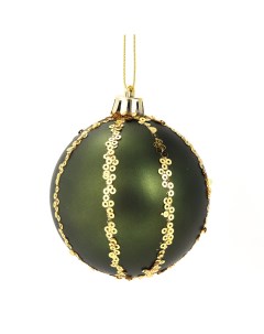 Елочное украшение Шар с узором из блесток Christmas o7 8 см цвет зеленый Без бренда
