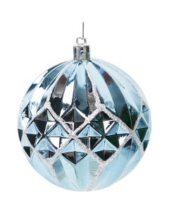 Елочное украшение Шар с объемным узором Christmas o8 см цвет синий Без бренда