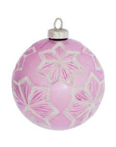 Елочный шар Изгибы o8 см пластик розовый Без бренда