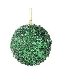 Елочное украшение Шар с зелеными блестками Christmas o8 см цвет зеленый Без бренда