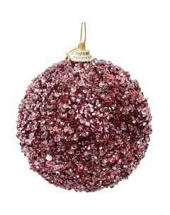 Елочное украшение Шар с темно розовыми блестками Christmas o8 см цвет красный Без бренда