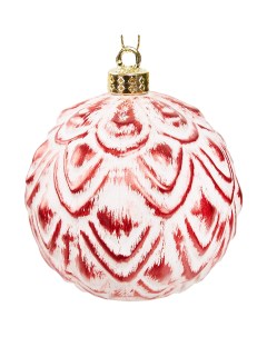 Елочное украшение Шар с узором Christmas o8 см цвет красный Без бренда