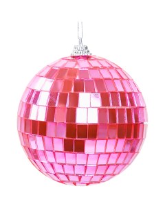 Елочное украшение Шар диско пластиковый Christmas o8 см цвет розовый Без бренда