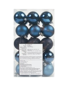 Набор елочных шаров Богема o8 см пластик синий 30 шт Без бренда