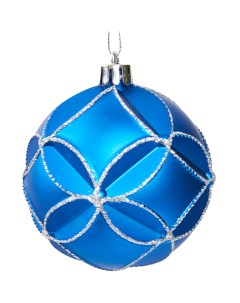 Елочное украшение Шар с объемным узором Christmas o8 см пластик цвет синий Без бренда