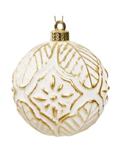 Елочное украшение Шар с узором Christmas o8 см цвет золотой Без бренда