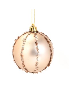 Елочное украшение Шар с узором из блесток Christmas o7 8 см цвет золотой Без бренда