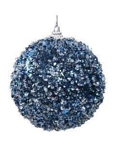 Елочное украшение Шар с синими блестками Christmas o8 см цвет синий Без бренда