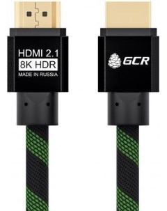 Кабель HDMI 1м GCR 51833 круглый черный зеленый Green connection