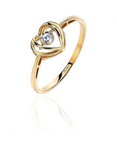 Кольцо с 1 бриллиантом из жёлтого золота Эстет