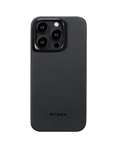 Чехол MagEZ Case 4 Magsafe для iPhone 15 Pro Max чёрно серый кевлар Pitaka